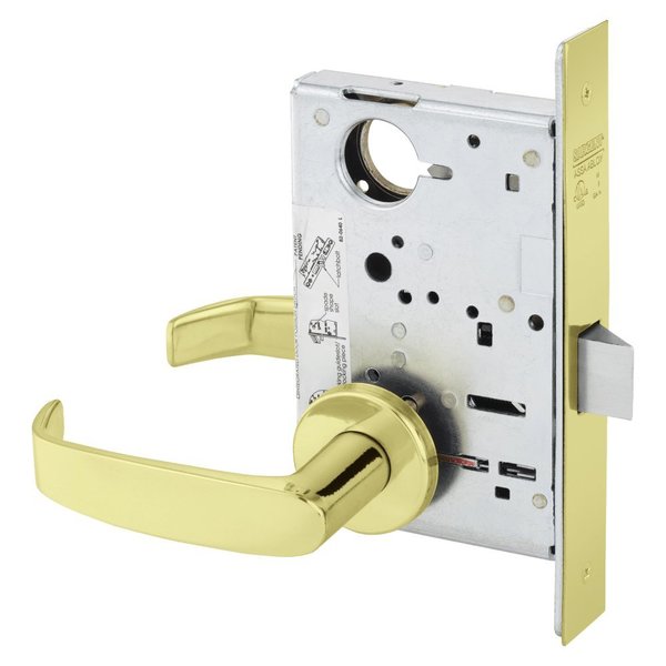 Sargent Grade 1 Passage Closet Mortise Lock, L - Lever, LN - Rose, Field Reversible, ASA Strike, Brght Brss 8215 LNL 3